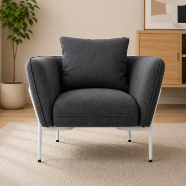 Stylish Fabric Upholstered Single Seater Sofa Armchair Grey NFS311