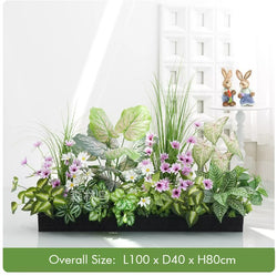 Steelbloom Outdoor Rectangular Metal Planter with Artificial Greenery