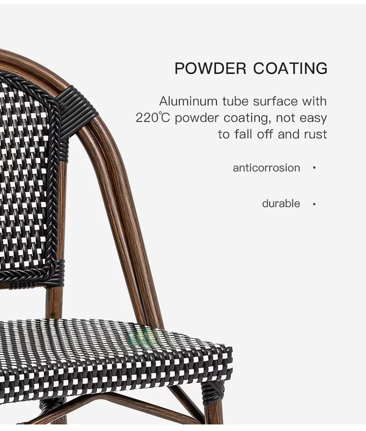 Nordic French Style Outdoor Rattan Bistro Dining Chair (NE6017)