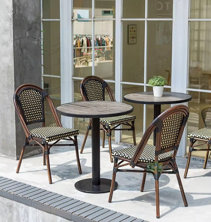 Nordic French Style Outdoor Rattan Bistro Dining Chair (NE6017)