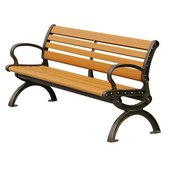 Outdoor Cast Iron Ends Wooden Garden Bench – L1.5m