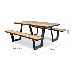 SERENE Outdoor Cast Aluminium Wood Plastic Composite Picnic Bench
