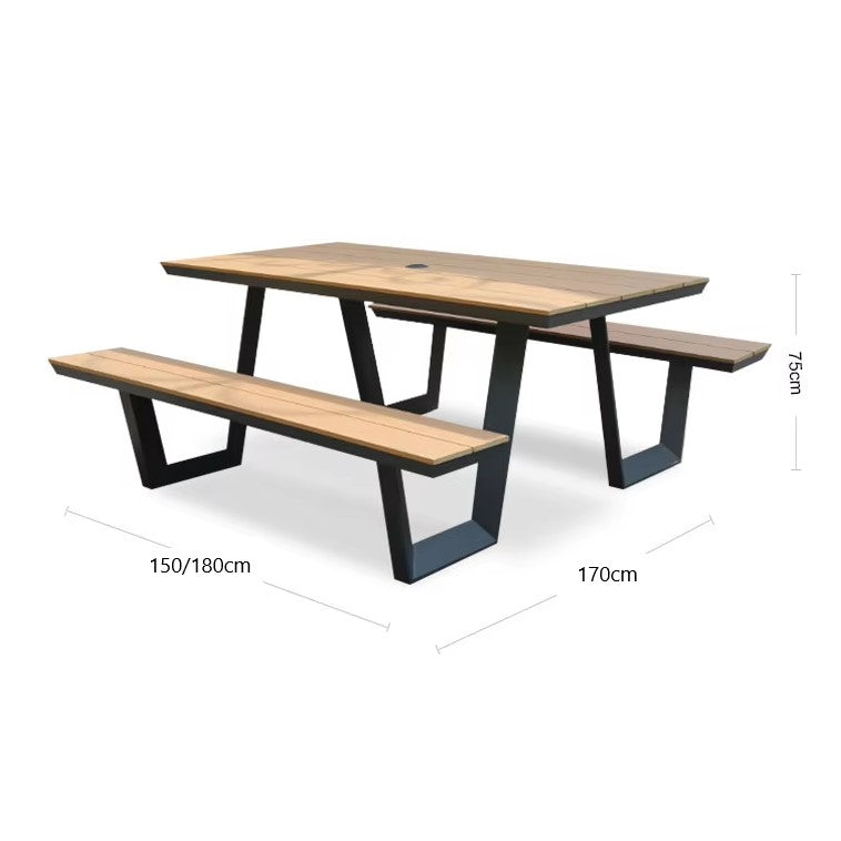 SERENE Outdoor Cast Aluminium Wood Plastic Composite Picnic Bench