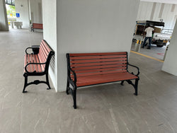 Black Cast Iron End With Solid Timber Garden Patio Bench - L1.5M