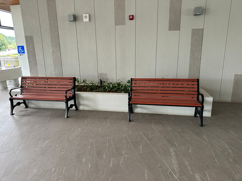 Black Cast Iron End With Solid Timber Garden Patio Bench - L1.5M