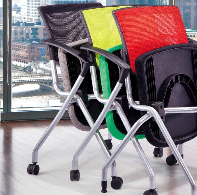 Foldable Training School Classroom Mesh Chair with Wheels – 1138A