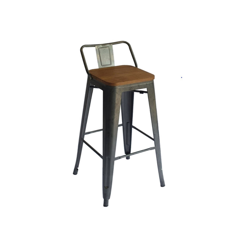 High Bar Chair with Wooden Seat