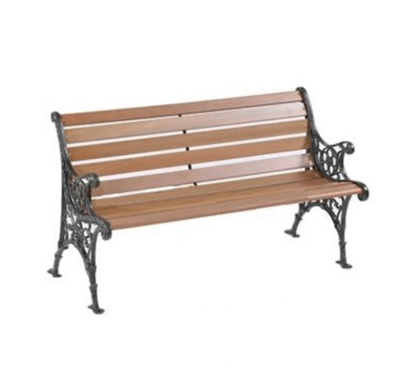 Outdoor Cast Iron Ends Wooden Garden Bench – L1.2m