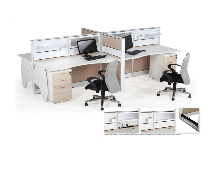 Office System Furniture – Cluster of 4 Workstations