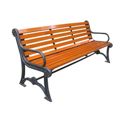 black cast iron end with solid timber garden patio bench - l1.5m