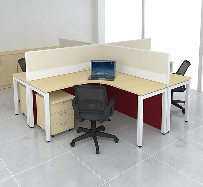 Office System Furniture – Cluster of 4 Workstations